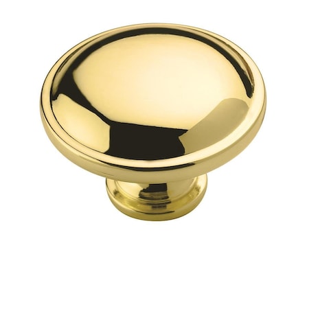 Amerock Polished Brass Traditional Residential Mushroom Kitchen Cabinet Knob 1-1/4 in. Diameter BP530153